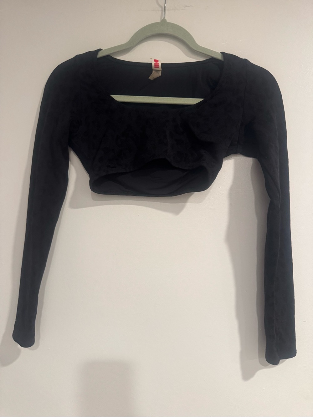 SOLID & STRIPED Black Leopard Print Long Sleeve Cropped Top Small